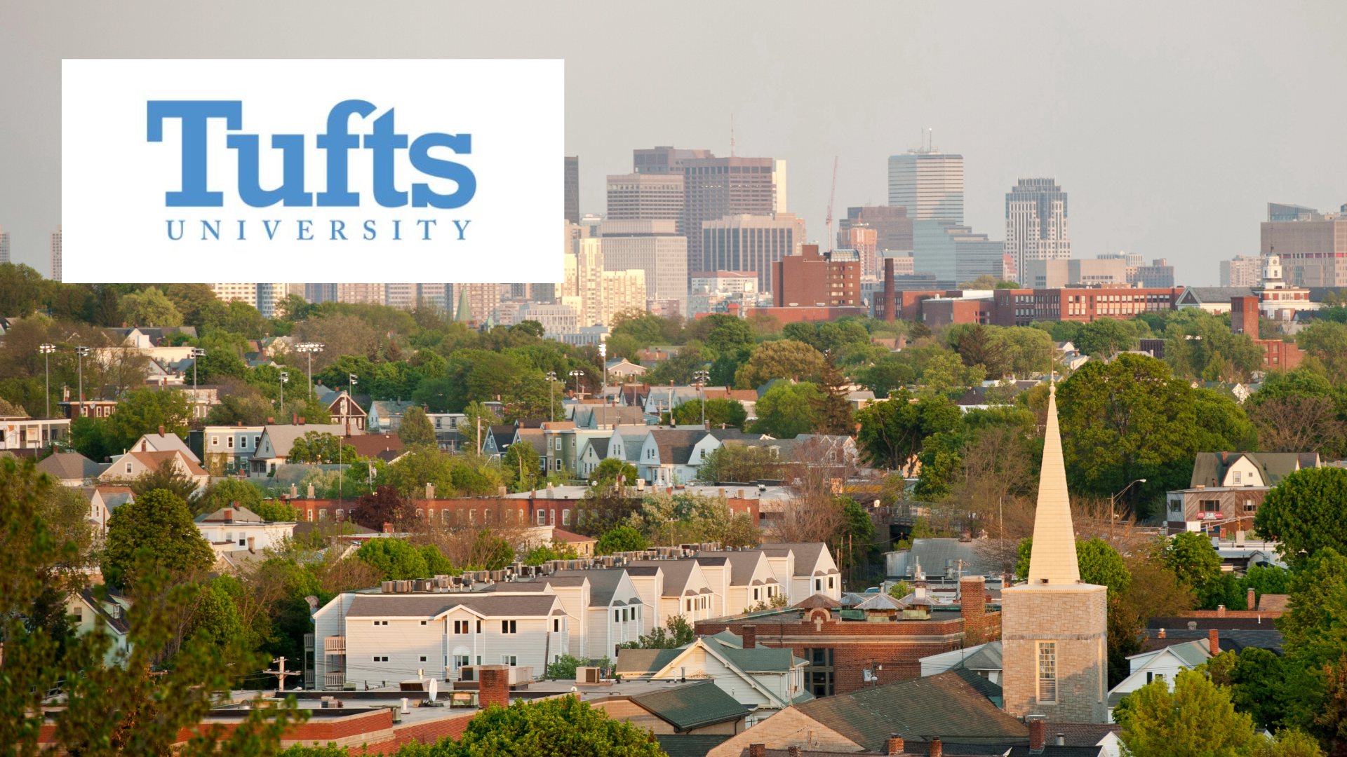 Image of Tufts campus with the Tufts logo superimposed in a corner Image of Tufts campus with the Tufts logo superimposed in a corner